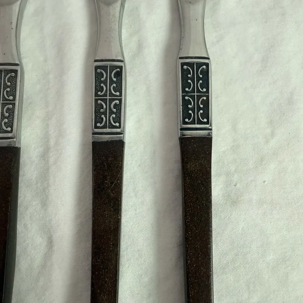 Ekco Eterna La Joya VTG Set 4 Butter Knives Stainless Steel Faux Wood Flatware